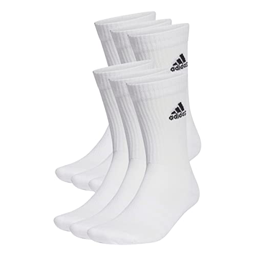 adidas Unisex Cushioned Sportswear Crew Socks 6 Pairs, White/Black, 4.5-6