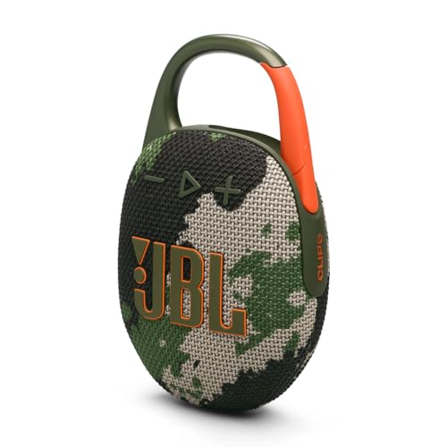 JBL Clip 5 Ultra-Portable Bluetooth Speaker with Integrated Carabiner, Big JBL Pro Sound, PlaytimeBoost, Waterproof Design and 12-Hour Playtime, Camo