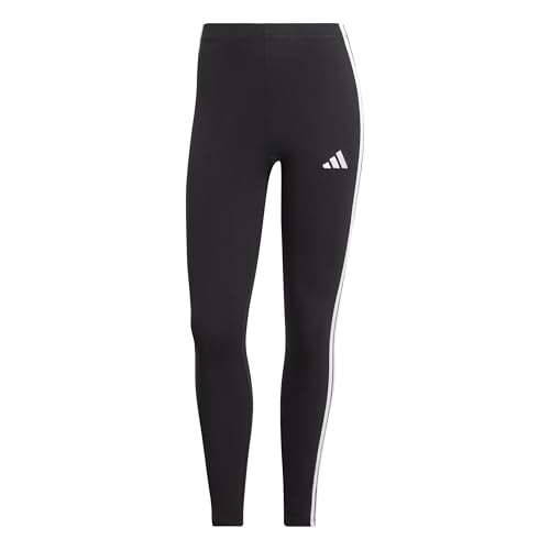 adidas Women's Essentials 3-Stripes Cotton Leggings Tights, Black/White, M