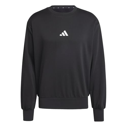 adidas Men's Essentials Feelcozy Fleece Sweatshirt, black/white, L