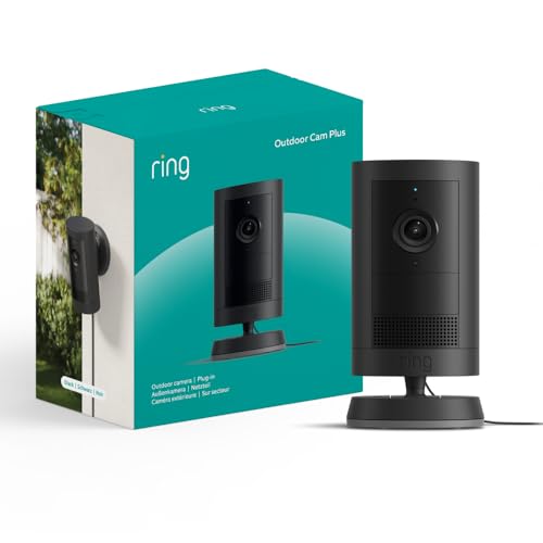 Ring Outdoor Camera Plus (newest gen) Plug-in | Wide-Angle 2K Video with Ring Vision I DIY Wireless Outdoor Security Camera | alternative to CCTV system I 30-day free trial of Ring Subscription Plan