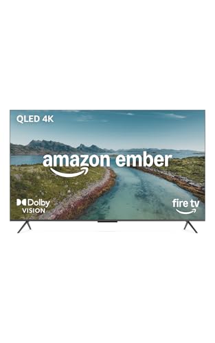 Amazon Ember 55" QLED Series with Fire TV (newest gen), 4K Ultra HD smart TV, HDR10+, Dolby Vision, Dolby Audio, quad-core processor, hands-free with Alexa