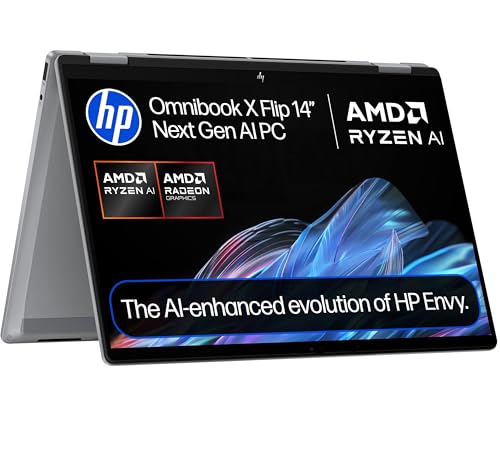 HP OmniBook X Flip NGAI 14" Laptop | CoPilot+ PC | AMD Ryzen AI 5 340 Processor | 16GB RAM | 512GB SSD | AMD Radeon 840M Graphics | 2K Touchscreen | Up to 19.5 Hrs Battery | Windows 11 | 14-fk0004sa