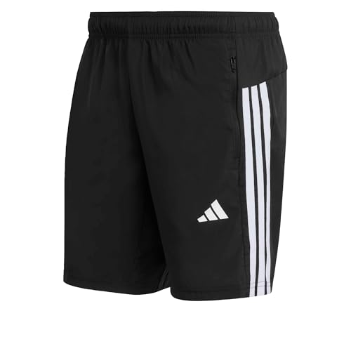 adidas Men's Workout Essentials Base 3 Stripes Woven Short, Black/White, S 7 inch