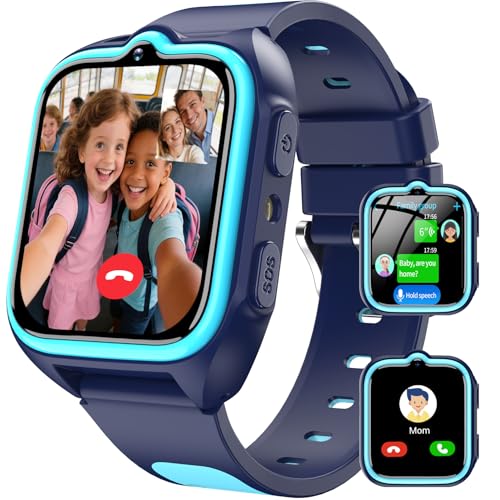 Blackview 4G Kids Smart Watch, GPS+LBS+Wi-Fi Tracker, SOS Video Voice Chat Phone Watch, Pedometer & Sleep, School Mode, Puzzle Games, LED Torch, IP68 Waterproof, Best Gifts for Boys Girls Teens 4-12