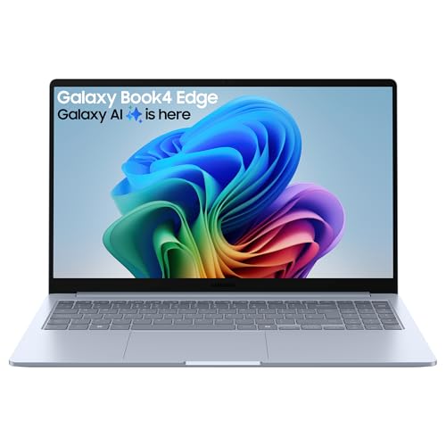 Samsung Galaxy Book4 Edge Copilot+ Laptop, 15.6" Display, Qualcomm Snapdragon X Processor, 16GB RAM, 1TB Storage, Aluminium Sapphire Blue