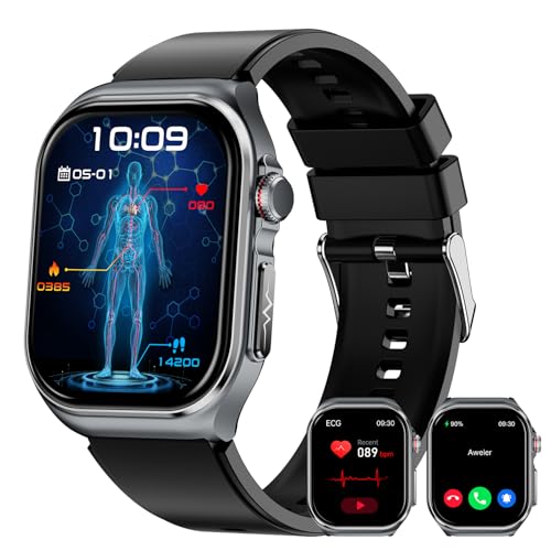 HIDAMEL Smart Watch ECG/HRV/BMI,70 Days Battery,2.04" Amoled Bluetooth Calls Health Watch with Blood Pressure/SpO2/Heart Rate/Body Temperature/Sleep Monitoring Fitness Watch for Android& iOS