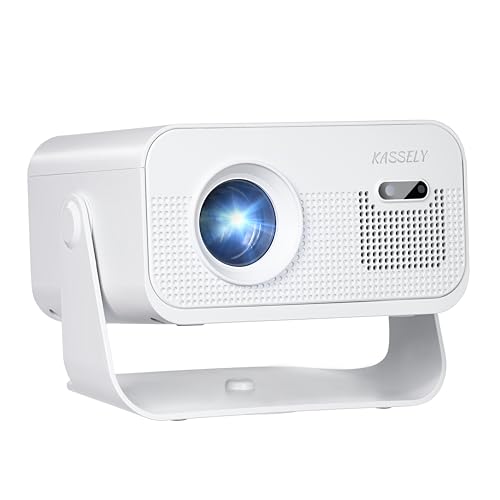 Portable Mini Projector, 720P Native HD with WiFi 6 & Bluetooth 5.2 | 4K Support & Auto Keystone | Compatible with Smartphone, Laptop, TV Stick, PS5 | Built-in Speaker for Home Cinema, Camping (White)