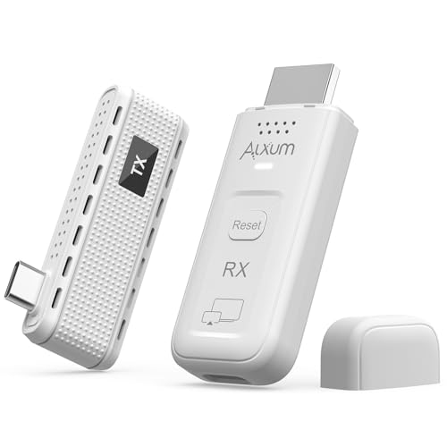 Alxum Wireless USB C to HDMI Transmitter and Receiver, AirPlay/Miracast Casting,50M/165FT Range,Plug & Play，5G+2.4G,1080P@60Hz HD for Laptop,Phone, Tablet to TV/Projector/Monitor (White)