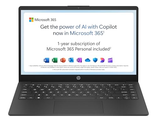 HP 14” Laptop | AMD Athlon Silver 7120U Processor | 4GB RAM | 128GB SSD | AMD Radeon 610M Graphics | HD Display | 12.5 hrs battery | Microsoft 365 Personal 12 month included | Windows 11 | 14-em0000sa