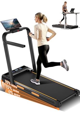 4-in-1 Walking Pad with 15% Incline, 10KM/H Foldable Treadmill for Home, 3.0HP Silent Brushless Motor, 159KG Heavy Duty Capacity, Ultra-Slim Running Machine with Remote Control for Home Office