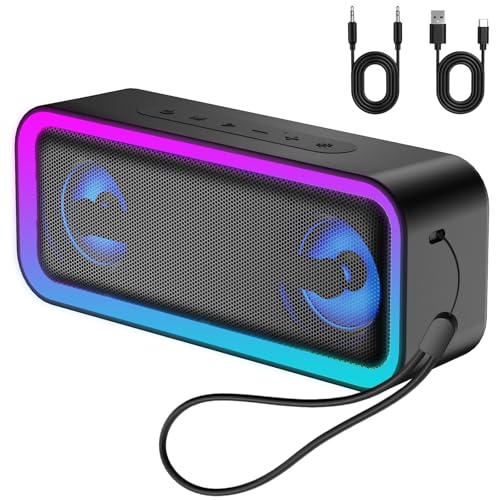 IKT Bluetooth Speaker, 40W Loud Stereo Sound Portable Speaker, 30Hrs Playtime, Speakers Wireless Bluetooth 5.4, Deep Bass,TWS Pairing, 7 RGB lights, IPX7 Waterproof, Speakers for Home/Party/Outdoor