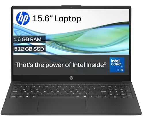 HP 15.6" Laptop | Intel Core™ 5 120U Processor | 16 GB RAM | 512 GB SSD | Intel Graphics | FHD Anti-Glare Display | Windows 11 Home | Fast Charge | Jet Black | 15-fd0005sa