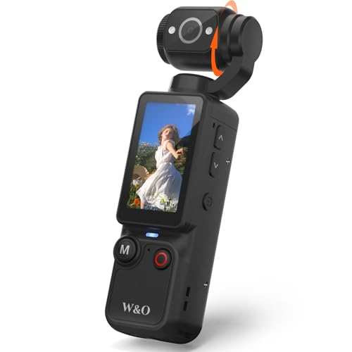 W&O Portable 2.5K Vlogging Camera with 180° Rotating Lens, Pocket Body Camera with Audio & Video Recording, 7Hour Power, Handheld POV Cameras with Fill Light, 32GB Card (Black)