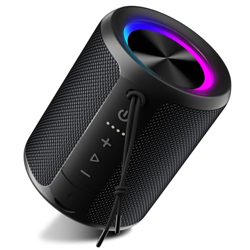 DUDGSIS Portable Bluetooth Speaker, Wireless Speakers With Led Light, Louder Volume & Enhanced Bass, IPX7 Waterproof, 30H Playtime, Durable Loud Outdoor Speaker for Travel, Sport
