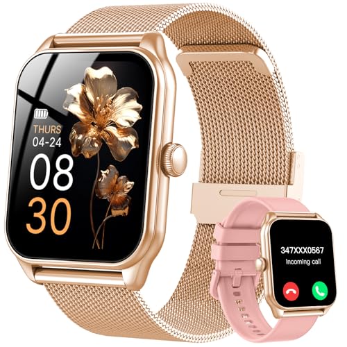 Smart Watches for Women, 1.91"HD Fitness Watch with Bluetooth Calling, Health Tracker for Sleep/Heart Rate/SpO2, 120+ Sports, 200+ Dials, IP68 Waterproof, Smart Watch for Android iOS (Rose Gold)