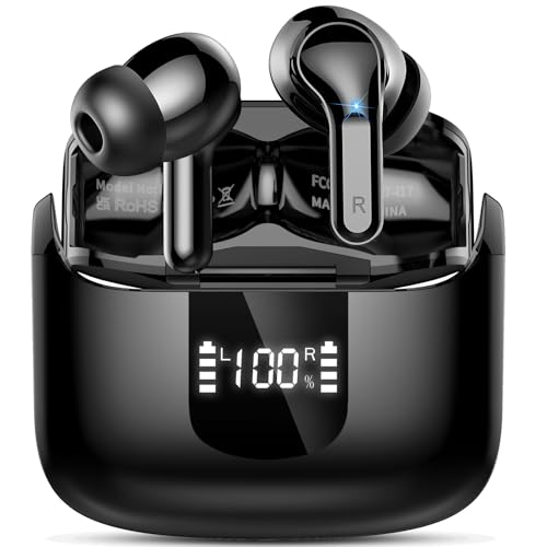 Wireless Earbuds, 6D-Stereo 2026 Bluetooth 5.4 Headphones, 50+Hrs Deep Bass Ear Buds, ENC Noise Cancelling Earphones, USB-C Fast Charging, IP-X7 Waterproof Headset Android iOS for Sport Gym Running