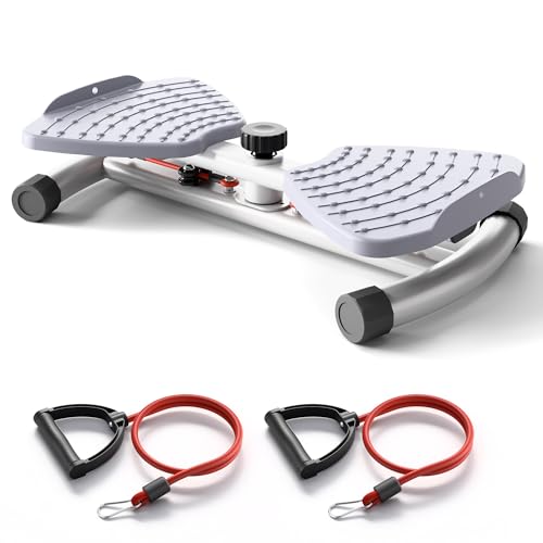 Waist Twist Sculptor Machine, Waist Trainer Disc for Weight Loss, Waist Relax, Ab Training, Balance Training, Foot Massage, Noiseless Home Exercise Equipment with Resistance Band, Grey