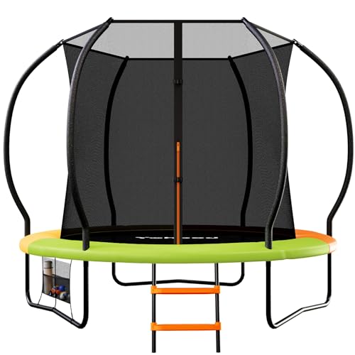 Yohood Outdoor Trampoline, 7.5ft/10ft/12ft Heavy Duty Garden Trampoline with Safety Net, Non-Slip Ladder & Shoe Organiser, Anti-Rust Coated Galvanized Frame, Suitable for Toddlers and Adults(7.5ft)