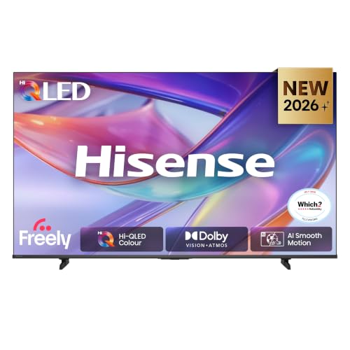 Hisense 50" 50E7STUK Hi-QLED 4K Ultra HD AI Smart TV with Freely, Netflix, Disney+ and YouTube - Hi-QLED Colour, Dolby Vision.Atmos, AI 4K Upscaler, AI Smooth Motion, Game Mode Plus, Filmmaker Mode