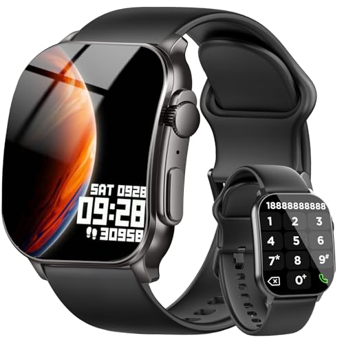 Smart Watch for Men Women, 2.01" AMOLED HD Curved Screen Fitness Watch with Bluetooth Call, Step Watch with Heart Rate/Sleep/Stress Monitor, IP68 Long Battery Life Sports Smartwatch for Android iOS