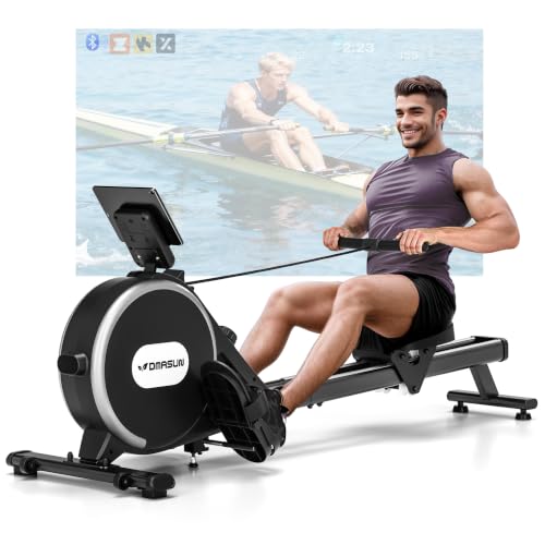 Rowing Machine, DMASUN Upgrade Magnetic Rowing Machines for Home Gym with 16 Levels Quiet Resistance - 350LB Capacity Rower Machine with App Compatible & Comfortable Seat, Double Slide Rail