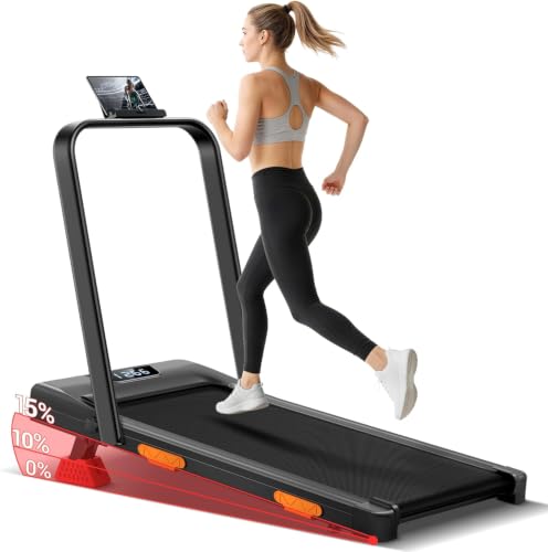 Folable Walking Pad with 15% Incline, 2.5 HP Under Desk Treadmill for Home