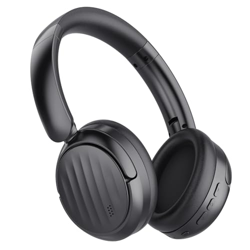 MMWOWARTS Bluetooth Headphones with Active Noise Cancelling (ANC), Wireless Over Ear Bluetooth Headsets with 35H Playtime, HiFi Stereo Foldable Headphones with Foam Ear Cups for Sports, Travel, Black