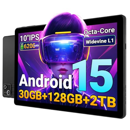 Gleeso 10 Inch Tablet Android 15 with 30GB RAM+128GB ROM (1TB Expandable), Octa-Core, 1280x800 IPS HD Touchscreen, 5MP+8MP Dual Camera, 6200mAh, Widevine L1(Black)
