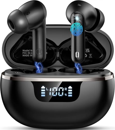 2026 Wireless Earbuds, Bluetooth 5.4 Headphones HiFi Stereo, 50H Playtime Ear buds with 6 ENC Noise Cancelling Mics, In Ear Earphones Deep Bass, IP7 Waterproof Earbuds with Fast Charging LED Display