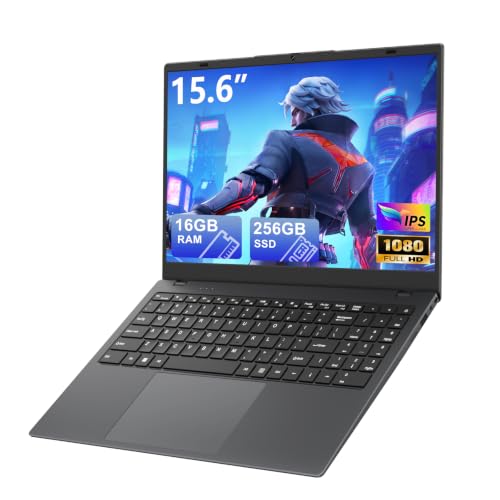 Laptop 15.6 Inch, 16GB RAM Laptops with Pentium Gold 6500Y (Up to 3.4GHz), 256GB SSD, FHD IPS Screen, USB C, USB 3.2, HDMI, WiFi, Lightweight Laptop for Student, Business and Everyday Use