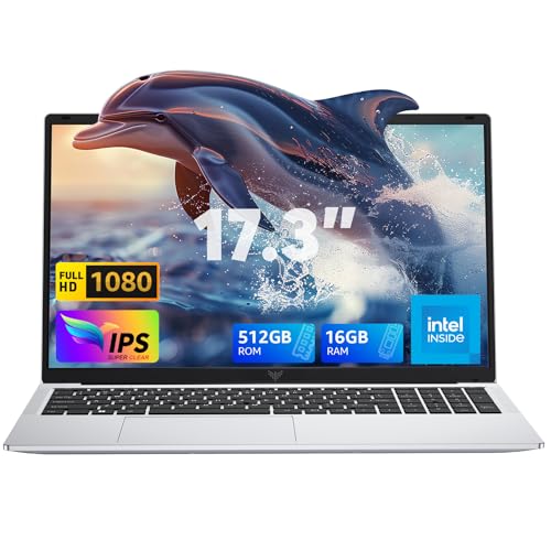 Tivique 17.3 inch Laptop with 12th Quad-Core N95 Processor up to 3.4GHz