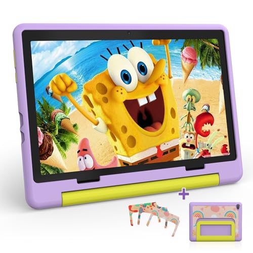 Gleeso Kids Tablet 10 inch Android 16, 24GB RAM+64GB ROM, Child Tablet 1280 * 800 IPS, 5MP+8MP Camera, 6000mAh, WiFi 6/BT 5.3, Parental Control, Toddler Tablet with Protective Case(Purple)