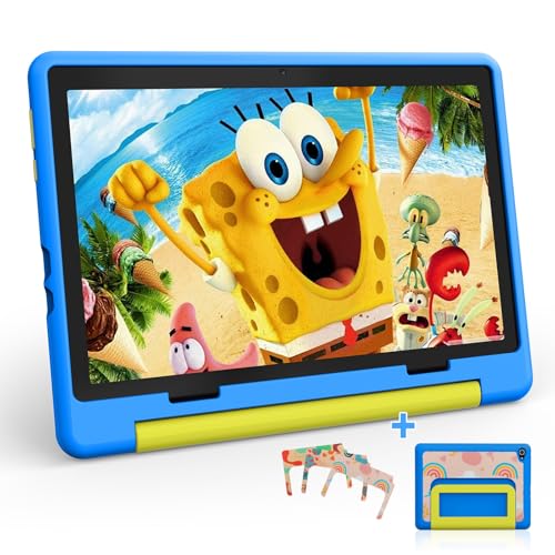 Gleeso Kids Tablet 10 inch Android 16, 24GB RAM+64GB ROM, Child Tablet 1280 * 800 IPS, 5MP+8MP Camera, 6000mAh, WiFi 6/BT 5.3, Parental Control, Toddler Tablet with Protective Case(Blue)