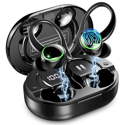 2026 Wireless Earbuds Sport, HiFi Stereo Deep Bass Bluetooth 5.4 Headphones, 50+Hrs Playtime Earbuds with Custom EQ App, 4 ENC Noise Cancelling Mics, IP7 Waterproof Earphones, USB-C Fast Charging