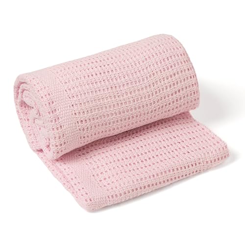 Clair de Lune Soft Cotton Cell...y Pram Blanket Pink 70 x 90 cm - down 50.06% (£4.00) to £3.99 from £7.99