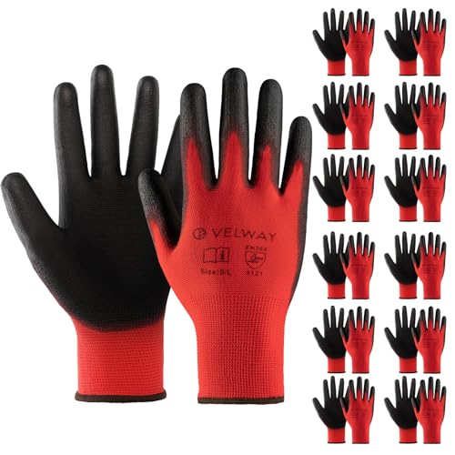 Velway 12 Pairs Safety Work Gl...neral Duty Work Red (Size 9/L) - down 15.02% (£1.50) to £8.49 from £9.99