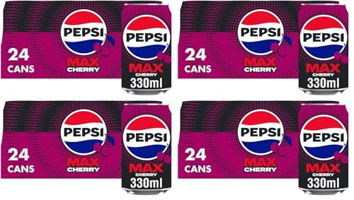 Pepsi Max Cherry No Sugar Cola Cans 24 x 330ml (Pack of 4) - down 19.92% (£7.96) to £32.00 from £39.96