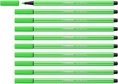 STABILO Pen 68 - Premium Fibre... Pen - Pack of 10 - Neon Green - down 42.43% (£4.15) to £5.63 from £9.78