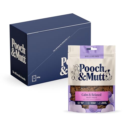 Pooch & Mutt - Calming Meaty D... Treats, Turkey & Hemp, 7x120g - down 46.82% (£11.79) to £13.39 from £25.18
