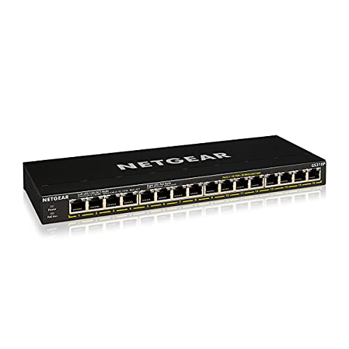 NETGEAR 16 Port PoE Switch (GS...et Hub | Desktop or Wall Mount - down 20.25% (£33.00) to £129.99 from £162.99