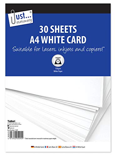 Just Stationery 5095 A4 30 Sheet White Card - down 64.34% (£2.40) to £1.33 from £3.73