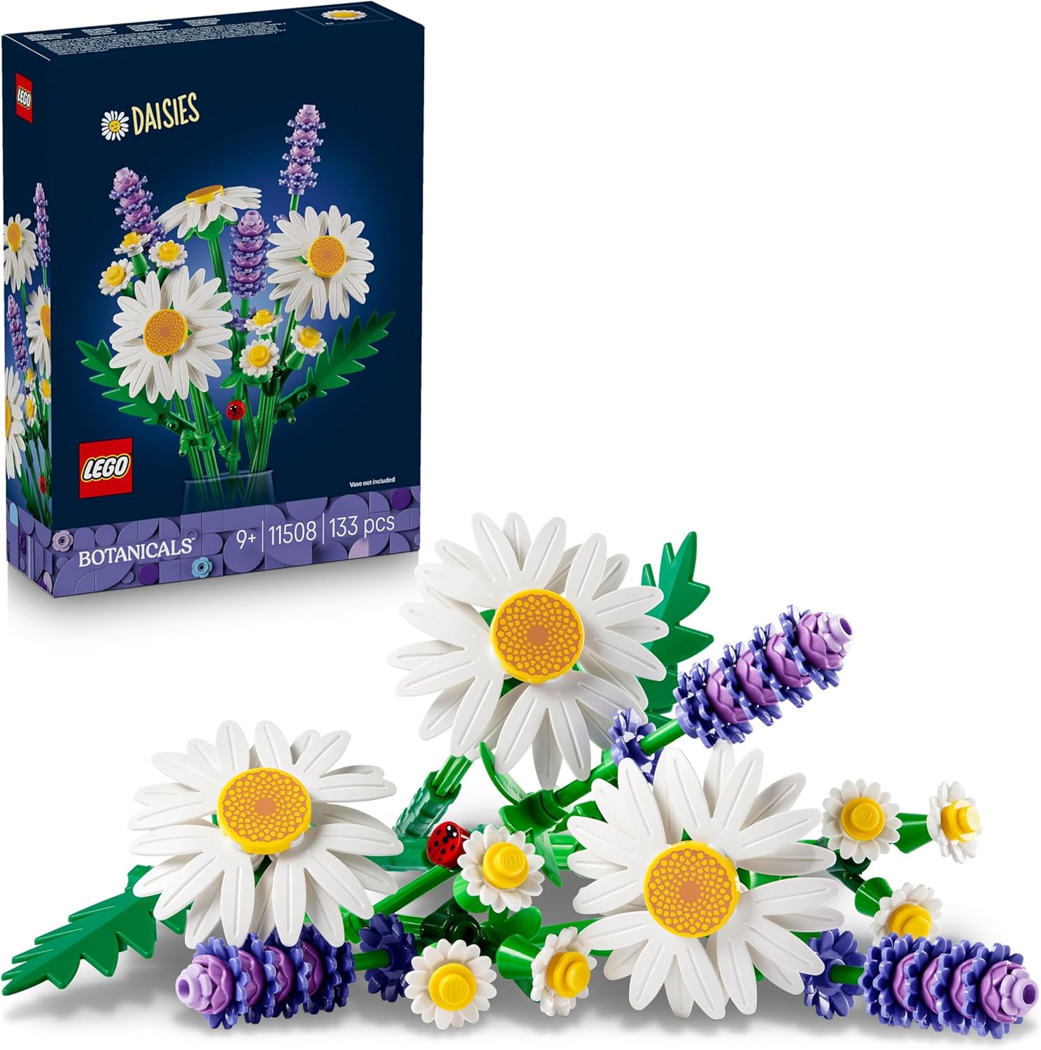 LEGO Botanicals Daisies - Artificial Flower Bouquet incl. Faux Daisies & Lavender - DIY Easter Decoration - Crafts Kit for 9+ Year Old Girls & Adult Flower Lovers - 11508