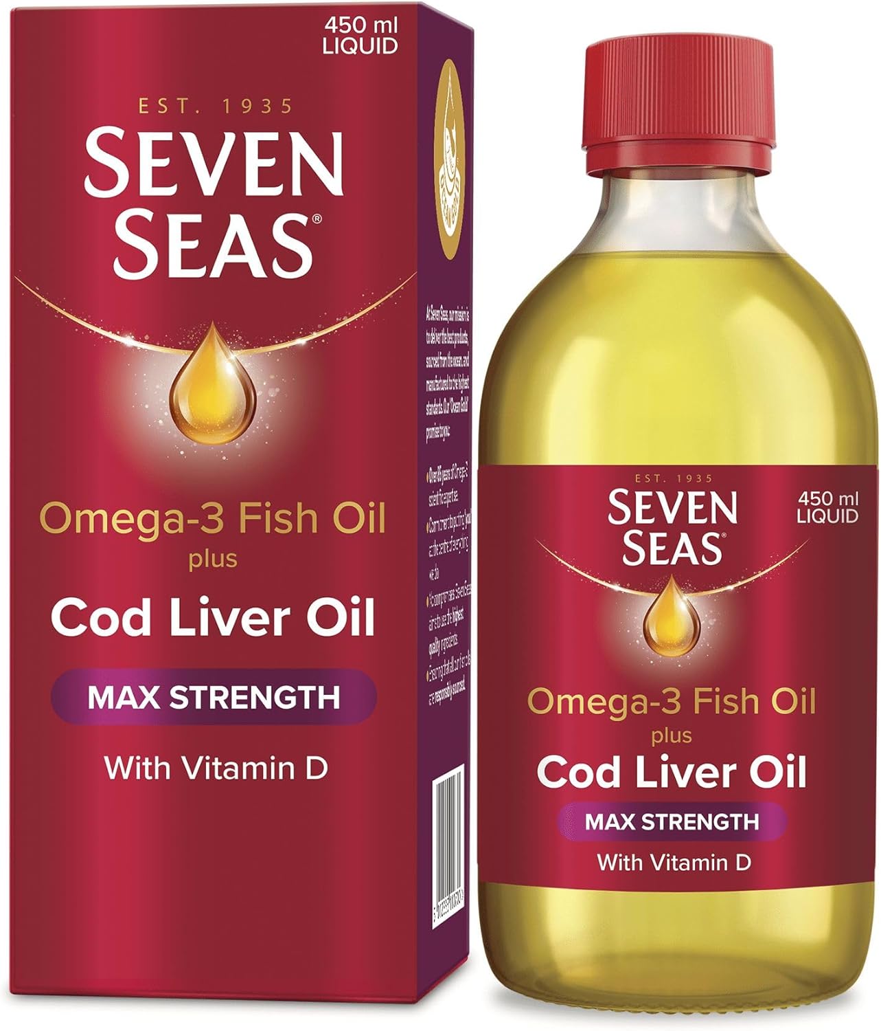 Seven Seas Omega-3 Fish Oil Pl... Body1-4 Support, 450ml Liquid - down 37.46% (£7.48) to £12.49 from £19.97