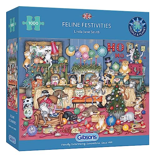 Gibsons Feline Festivities 100...Made in the UK/EU - Great Gift - down 9.97% (£1.53) to £13.81 from £15.34