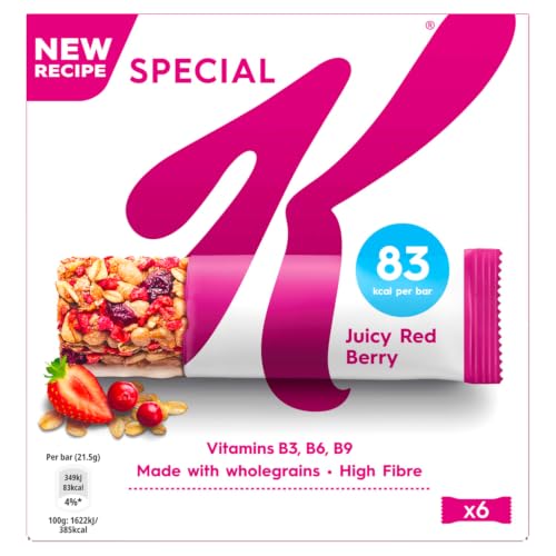 Special K Red Berry Cereal Bar, 6 x 21.5g - down 19.40% (£0.26) to £1.08 from £1.34