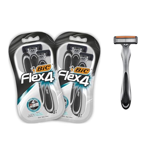 BIC Flex 4 Disposable Men's 4-...have, Solid Control, Pack of 6 - down 33.33% (£2.66) to £5.32 from £7.98