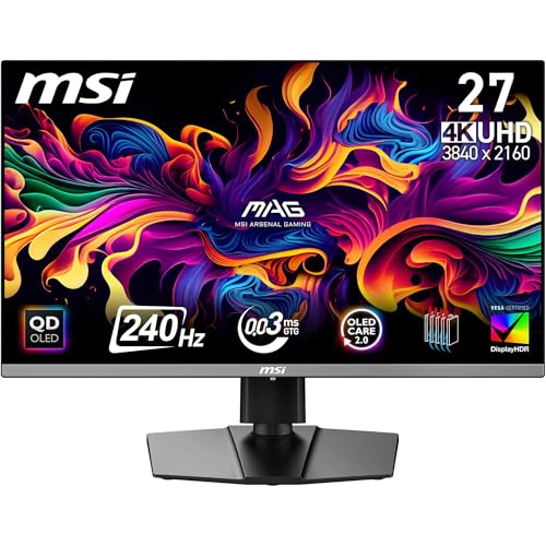 MSI MAG 272UP QD-OLED X24 27-I... C (15W PD), Frame-less, Black - down 23.86% (£154.85) to £494.10 from £648.95