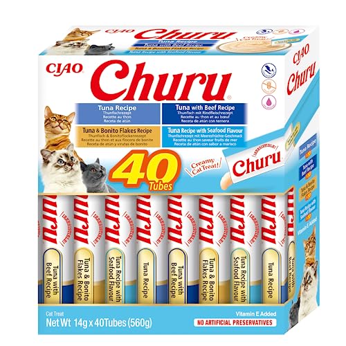 INABA Churu Cat Treat, Tuna Variety Box, 40 Sticks x 14g - down 28.53% (£6.16) to £15.43 from £21.59