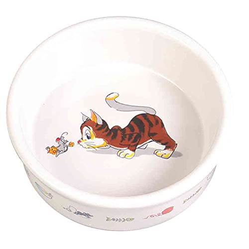 Trixie Ceramic Cat Bowl with Motif, 0.2 Litre, White - down 53.00% (£4.50) to £3.99 from £8.49